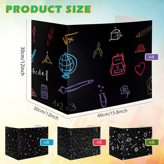 Crtiin 24 Pcs Privacy Folders for Students Desk Dividers Standard School Privacy Cardboard Board Testing Dividers Shield for Classroom Teacher Supplies Keep Eyes from roving(Vibrant)