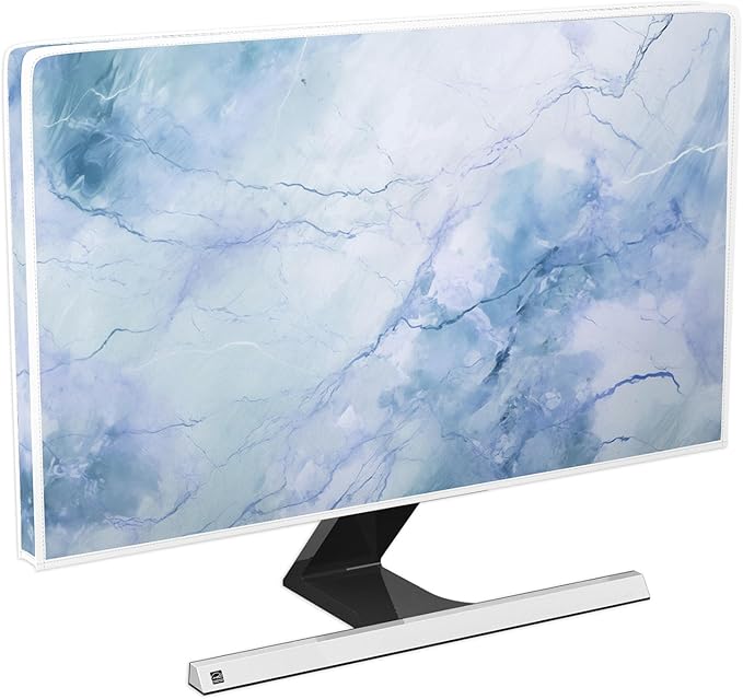 Baocicco Fashion Haze Blue Marble Screen TV Cover Cover 80 Inch Waterproof Full Body Covers for TV Display Screen Weatherproof Television Sleeve Compatible with Television LED LCD OLED TV