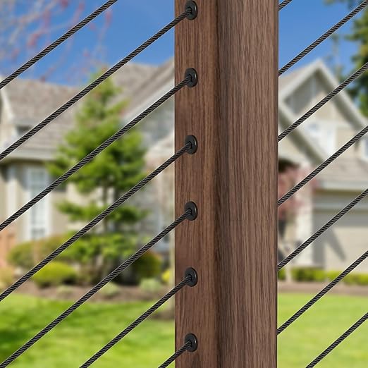 BLIKA 40 Pack 25 30 35 Degree Black Cable Railing Angle Beveled Protector Sleeves for 1/8" 5/32" 3/16", T316 Stainless Steel, Angle Protector Sleeves Stair Cable Railing Hardware Kit for Wood Posts
