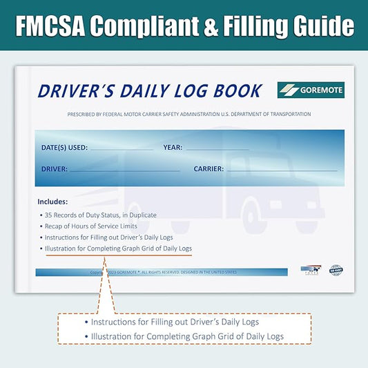 Daily Log Books for Truck Drivers with 7 & 8 Day Recap, 10 Pack, 2-Ply Carbonless, 35 Sets of Forms per Book, 8.5" x 5.5", Paper Driver Log Books for Truckers, Meet Requirements