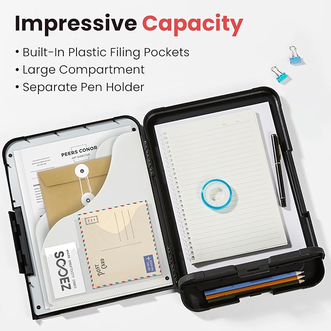 Sooez Reinforced Clipboard with Storage (Letter, 8.5x11)