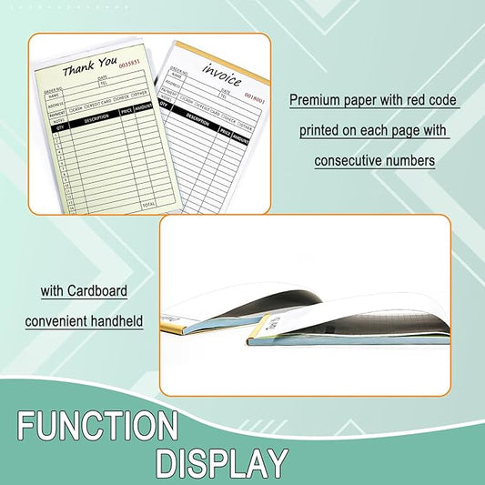 Homvle Invoice Receipt Book with Carbon Copies 2-Part Carbonless Sales Book for Small Boutique Business, 50 Sets