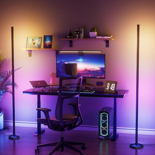 YIKBIK 2PCS RGB Floor Lamp, Bluetooth APP and Remote Control 65" Smart Modern Standing Lamp Music Sync 16 Million DIY Colors Changing LED Floor Lamp with Heavy Base for LivingRoom Bedroom GameRoom