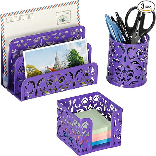 EasyPAG 3-Piece Desk Organizer Set — Purple