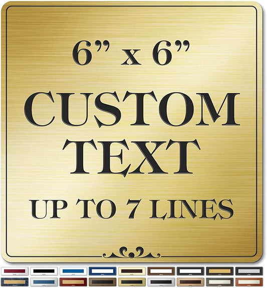 Custom Sign, Office Sign, Business/Office Name Plates for Doors/Wall, Indoor/Outdoor, 6x6 inch, 18 Colors, (Prestige) Made in USA by My Sign Center