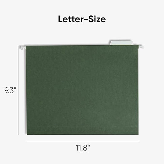 Smead Hanging File Folder, 1/5-Cut Adjustable Tab, Letter Size, Standard Green, Hanging Folders for Filing Cabinets, File Organizer Folder, 50 Count