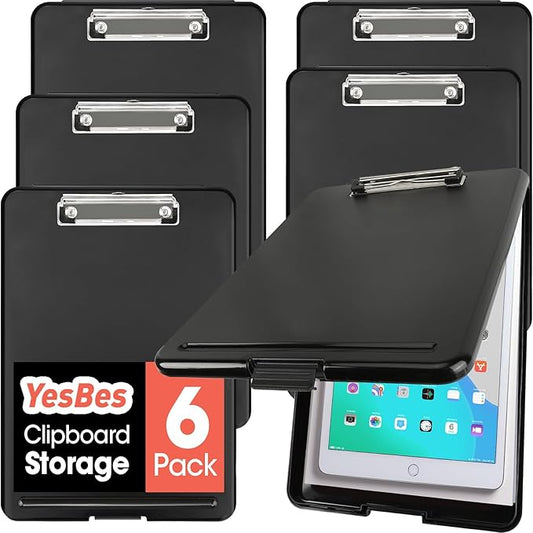 6 Pack Clipboard with Storage, High Capacity Storage Clipboard 8.5 x 11 with Pen Holder, Letter / A4 Size, Inner Plastic Folder Attached for Teacher Office Home, Size 13.4 x 9.4 x 0.9 in