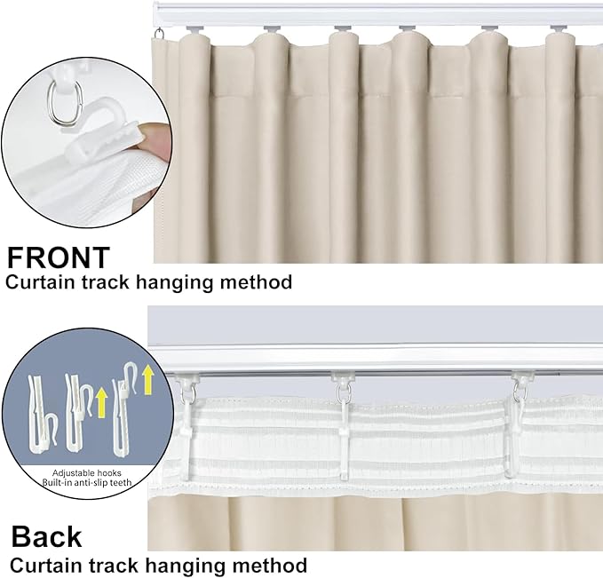 cbsroro Room Divider Blackout Curtain Track Curtains Wall Dividers Panels Screen for Living Rooms Bedroom Office Privacy Partition Separation, W150 × L84 Inch,1 Panel, Beige
