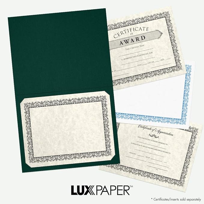 LUXPaper 9.5" x 12" Certificate Holders (Green)