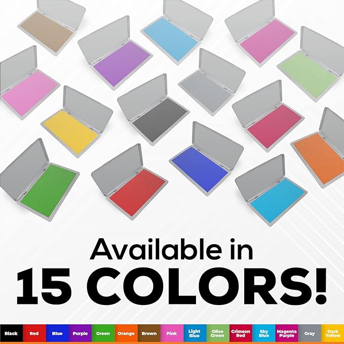 2 Pack Metal Case Stamp Pad Large Size, Red Color - Size: 3" x 6" - Choose from 15 Ink Colors