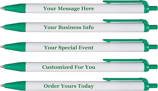 RevMark Personalized Ballpoint Pen, Custom Printed Name, Business or Event Information, Timeless Advertising, USA Made Pens, Promotional Marketing, Smooth Black Ink, Bulk Pack (Green,1000 Ct.)