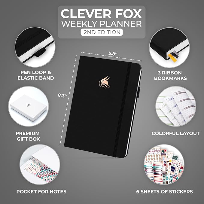 Clever Fox Planner 2nd Edition (Black, A5)