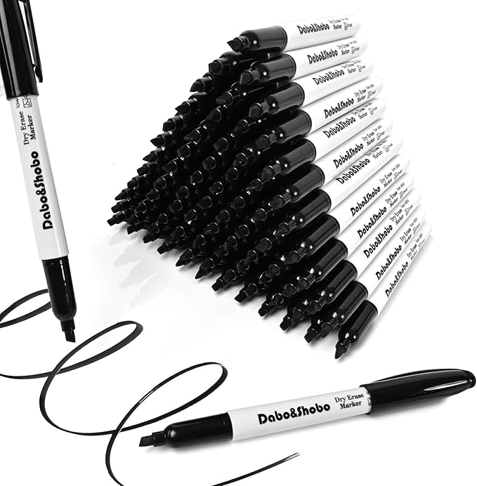 Dabo&Shobo Dry Erase Markers (Black, 80 Count)