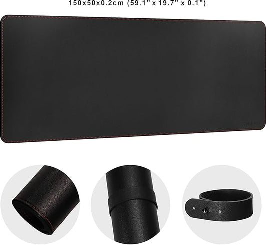 ZORESYN Desk Pad (59.1"x19.7"), PU Leather Desk Blotter Protector, Large Gaming Mousepad Desk Mat - Waterproof Non Slip Base Keyboard Extended Mouse Mat (Black)