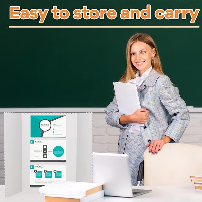 Ctosree 100 Pcs 14 * 22 Inch Tri Fold Poster Board Bulk, Science Fair Project Display Paperboard, Single Wall, Lightweight Presentation Board (White)