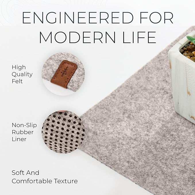 Nordik Large Felt Desk Mat — 35 × 17 in, Stone Oat Beige