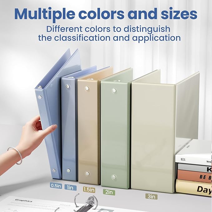 SUNEE 3 Ring Binder 2 Inch 1 Pack, Clear View Binder Three Ring PVC-Free (Fit 8.5x11 Inches) for School or Office Supplies, Haze Blue