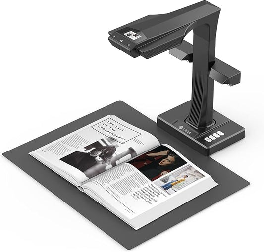 CZUR ET16 Plus Advanced Book & Document Scanner, 2nd Gen Auto-Flatten&Deskew Tech, 16MP Camera, Capture A3, 186 Languages OCR, Convert to PDF/Searchable PDF/Word/Tiff/Excel, Run On Windows&MacOS