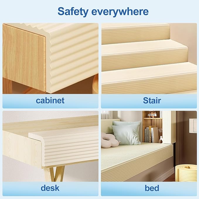 Edge Protector,Baby Proofing Baby Edge Protector Strip Safety,Soft Rubber Foam Padding,Edge Corner Guards Protector Corner Edge Bumpers for Furniture (Brown Purple, 6.56Ft x 3.15" W x 0.31" Th)