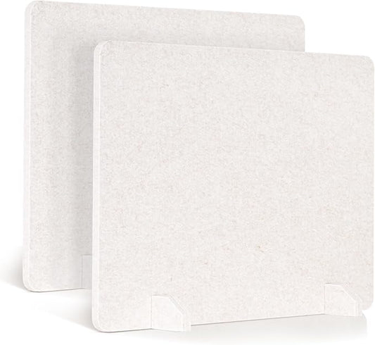 AMUSIGHT 2 Pack Acoustic Desk Dividers - 24" x 20" Freestanding Privacy Panels Set with Noise - Reducing Design Cubicle Sound Proof, Ideal for Office, Classroom, and Home (Light Beige)
