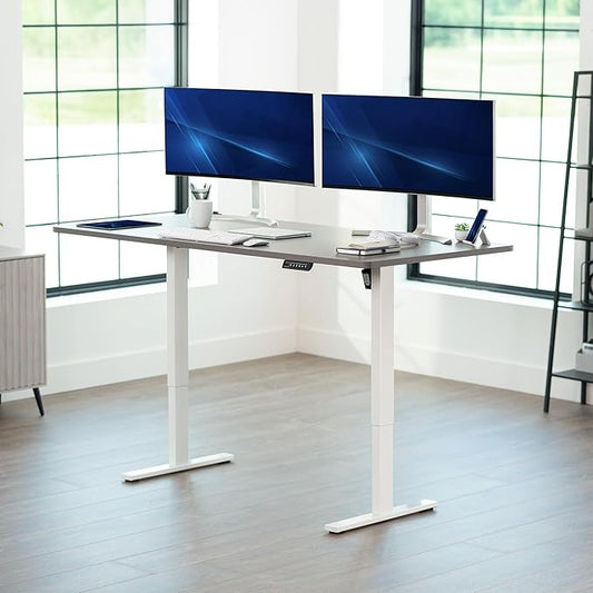 VIVO Electric 71 x 36 in Standing Desk, Memory Height Adjustment, 1B Series, Holds 220 lbs, Dark Gray Top White Frame, DESK-KIT-1W7G-36