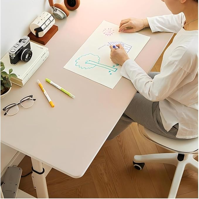 Bloss Extra Large Non-Slip Leather Desk Mat — 47.2×24 in, Beige