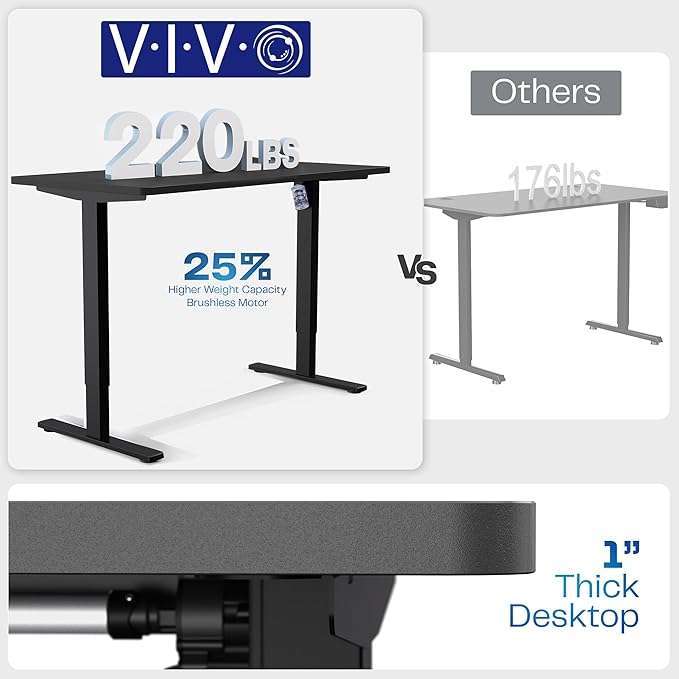 VIVO Electric 48 x 30 in Rustic Standing Desk, Memory Height Adjustment, 1B Series, Holds 220 lbs, One-Piece Vintage Brown Top, Black Frame, DESK-KIT-1B5N