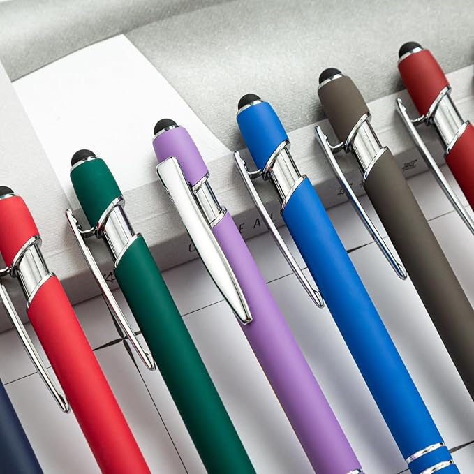 HEYZARDA Personalized Pens with Name Text Logo Custom Ballpoint Pen for Business Office Events with Stylus for Touchscreen 20 Pcs Yellow