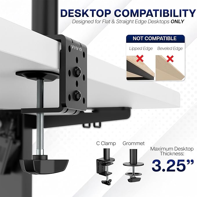VIVO Dual Monitor Desk Mount (Black)