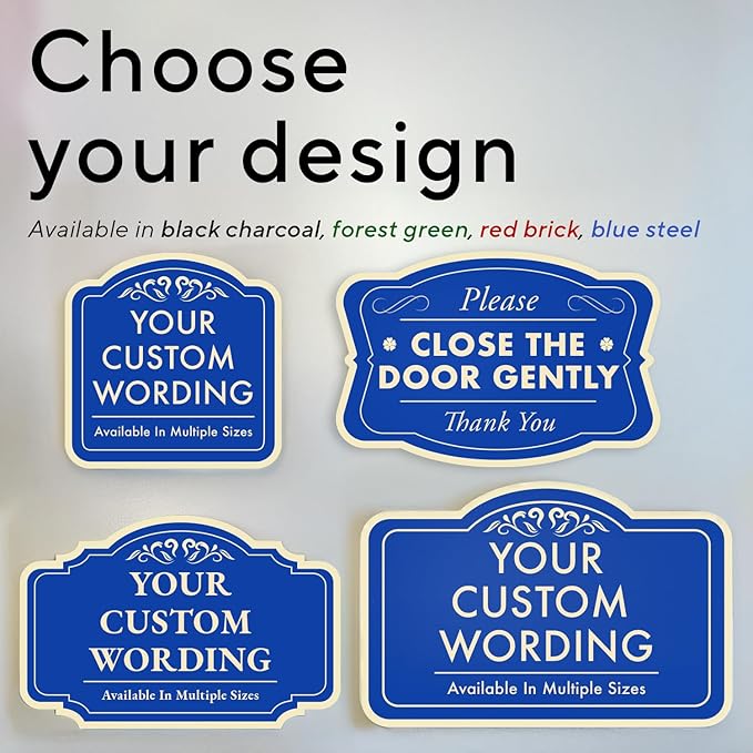Custom Aluminum Driveway Signs - Waterproof Outdoor Metal Signs, Blue Steel 24x18 In