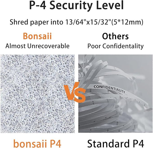 Bonsaii 12-Sheet P-4 Micro-Cut Shredder, 55-Min Continuous Use, Shreds Paper, Credit Cards & CDs, 4-Gal Transparent Bin, Mobile Casters – Black