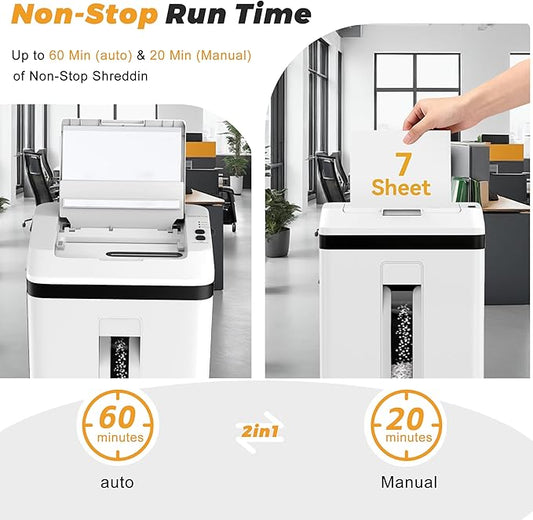 QUIETLEMON 150 Sheet Paper Shredder Heavy Duty, Micro Cut and CDs/Cards, P5 Security Level, 60Min Non Stop Commercial Shredder for Home Office, 5.3 Gallon Bin, <60dB Quiet, Auto Anti-Jam (OL289)