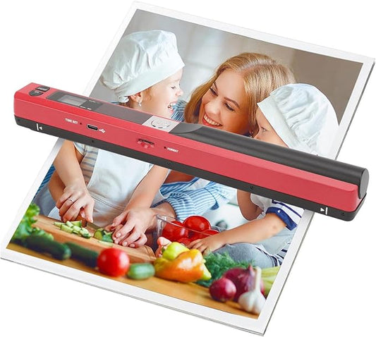 Zunate Portable A4 Handheld Scanner, 900 DPI USB Document, Photo Scanner with Offline Mode, Handheld Image Scanne for Home and Office (Red)