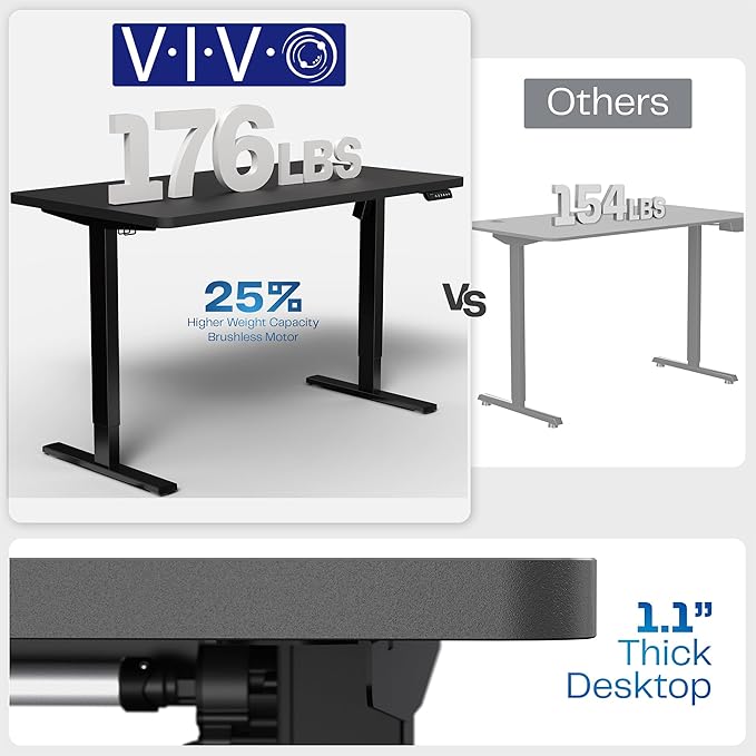 VIVO Electric 60 x 24 in Standing Desk, Memory Height Adjustment, 1B Series, Holds 220 lbs, One-Piece Light Wood Top, White Frame, DESK-KIT-1W6C