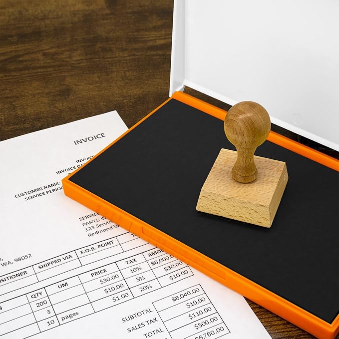 Plastic Case Stamp Pad Large Size, Orange Color - Size: 4" x 7" - Choose from 15 Ink Colors