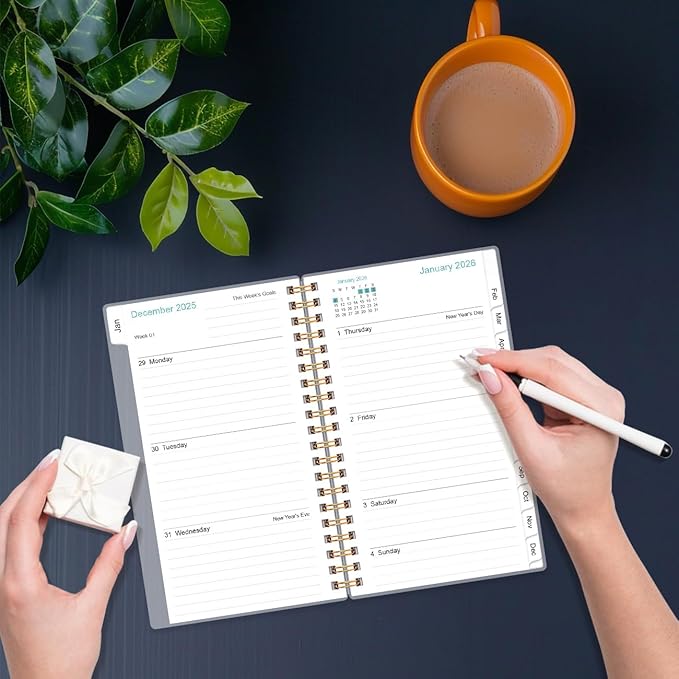 2026 Pocket Planner/Calendar - 2026 Planner from January 2026 - December 2026, Planner 2026 with 12 Tabs, Twin-Wire Binding, Inner Pocket, 3.75" x 6.75, Teal Flowers