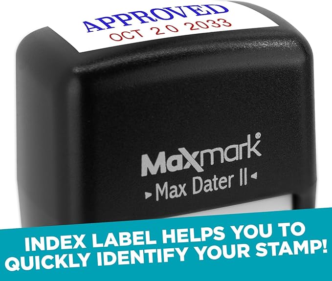 MaxMark Self-Inking Rubber Date Office Stamp with Denied Phrase & Date - Black Ink (Max Dater)