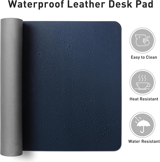 Aothia Leather Desk Pad Protector — Dark Blue