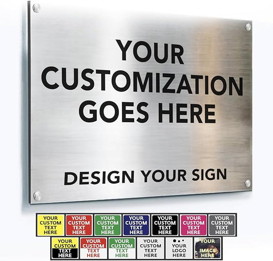 Custom Outdoor Metal Sign - Personalized Aluminum Safety and Business Signs, Waterproof, Silver Brushed Metal, 7x7 In