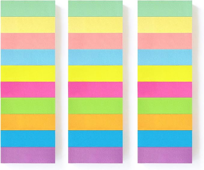 30 Pads 0.6x2 Inch Sticky Notes Flags Tabs Page Markers 10 Bright Color Sticky Index Tabs Page Flags 80 Sheet/Pad
