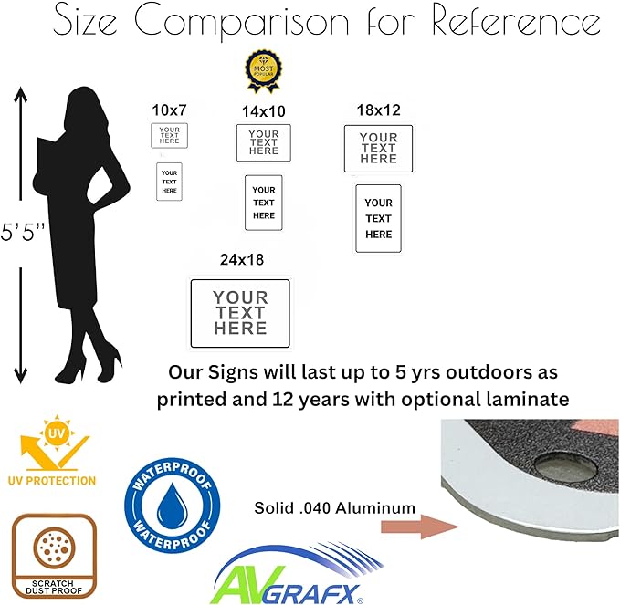 AV Grafx Custom Metal Signs, Aluminum, 24x18, Border, Modern, Professional, Customizable, Durable, Versatile, UV Resistant, Made in USA