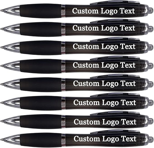 HEYZARDA Personalized Pens with Name Custom Text Logo Retractable Customized Ballpoint Pens for Church Office Business 50 Pcs, Black