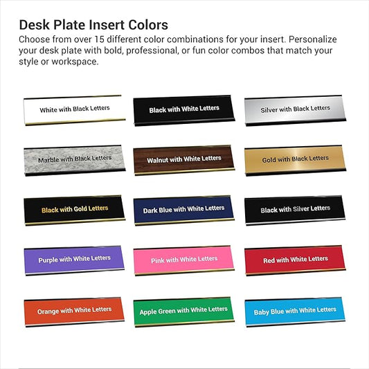 Custom Engraved Desk Plate | Personalized with your Name and Title | Perfect Decor for Office, Business, or Home | Multiple Font and Color Options | 2x8" or 2x10" (Black w/White Letters, 2x8")