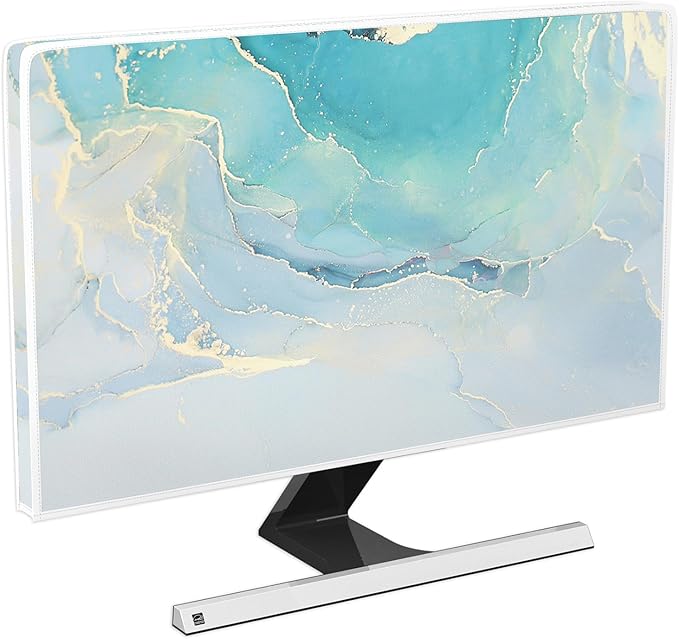 Baocicco Blue Green Marble TV Display Screen Cover 70 Inch Creative Anti-Static Dustproof Monitor Accessories Laptop LCD Cover Modern Screen Television Decoration for LED LCD OLED TVs