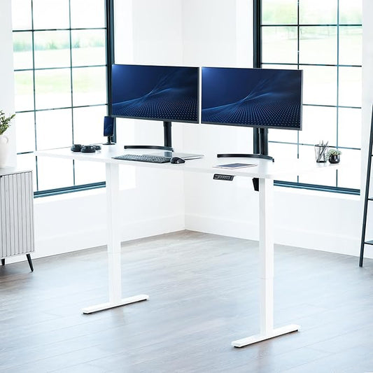VIVO Large Electric 83 x 30 in Standing Desk, Memory Height Adjustment, 1B Series, Holds 220 lbs, White Top White Frame, DESK-KIT-1W8W