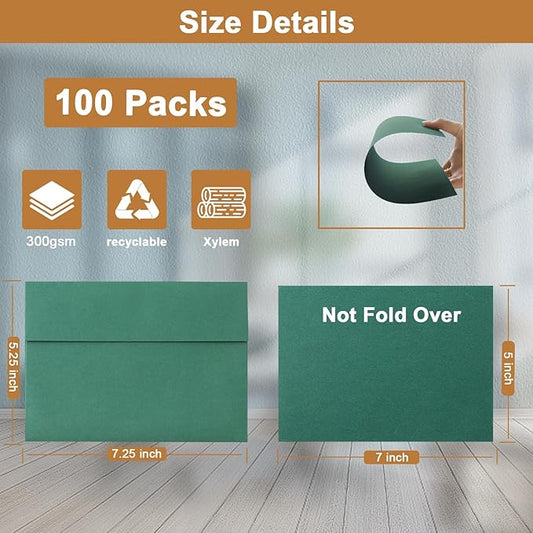 Silunkia 100 Packs 10 Assorted Colors Blank Cards and Envelopes 5 x 7 Heavyweight Single Panel Cardstock and A7 Envelopes Printable Self Seal for DIY Wedding Invitations, Thank You Cards, Baby Shower