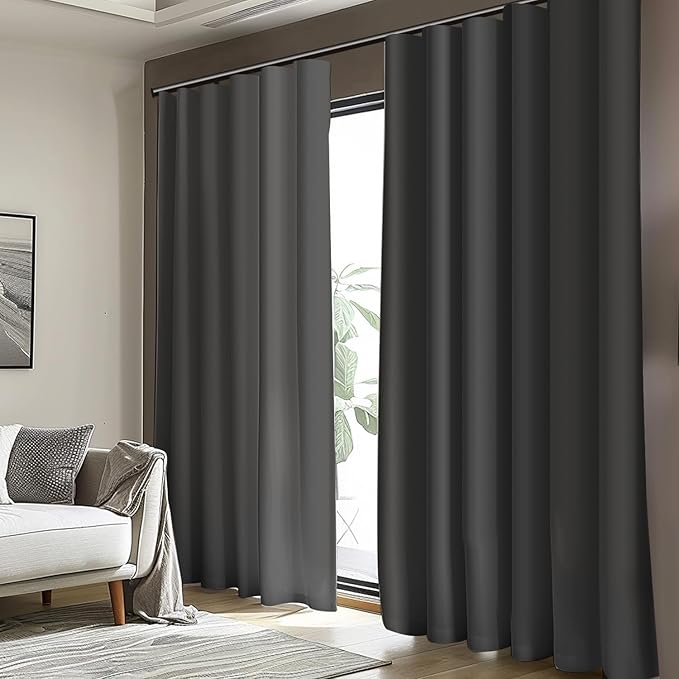 Cbsroro Room Divider Blackout Curtain Track Curtains Wall Dividers Panels Screen for Living Rooms Bedroom Office Privacy Partition Separation, W100 × L108 Inch,1 Panel, Black