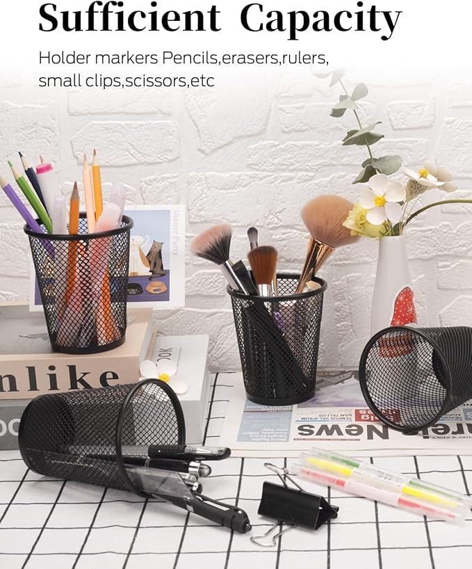 Gwybkq Mesh Metal Pen / Pencil Holder — 12-Pack