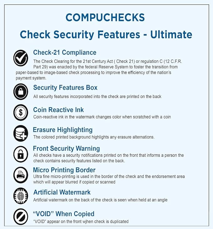 Business Voucher Check Stock - 2500 Sheets, Check on Top, Blue/Red Prismatic