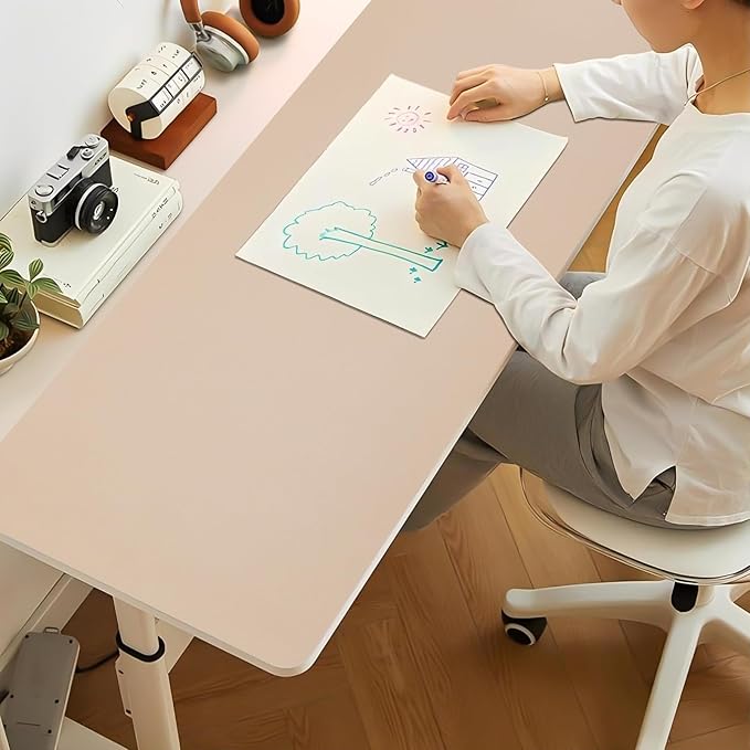 Bloss Extra Large Leather Desk Mat — Beige
